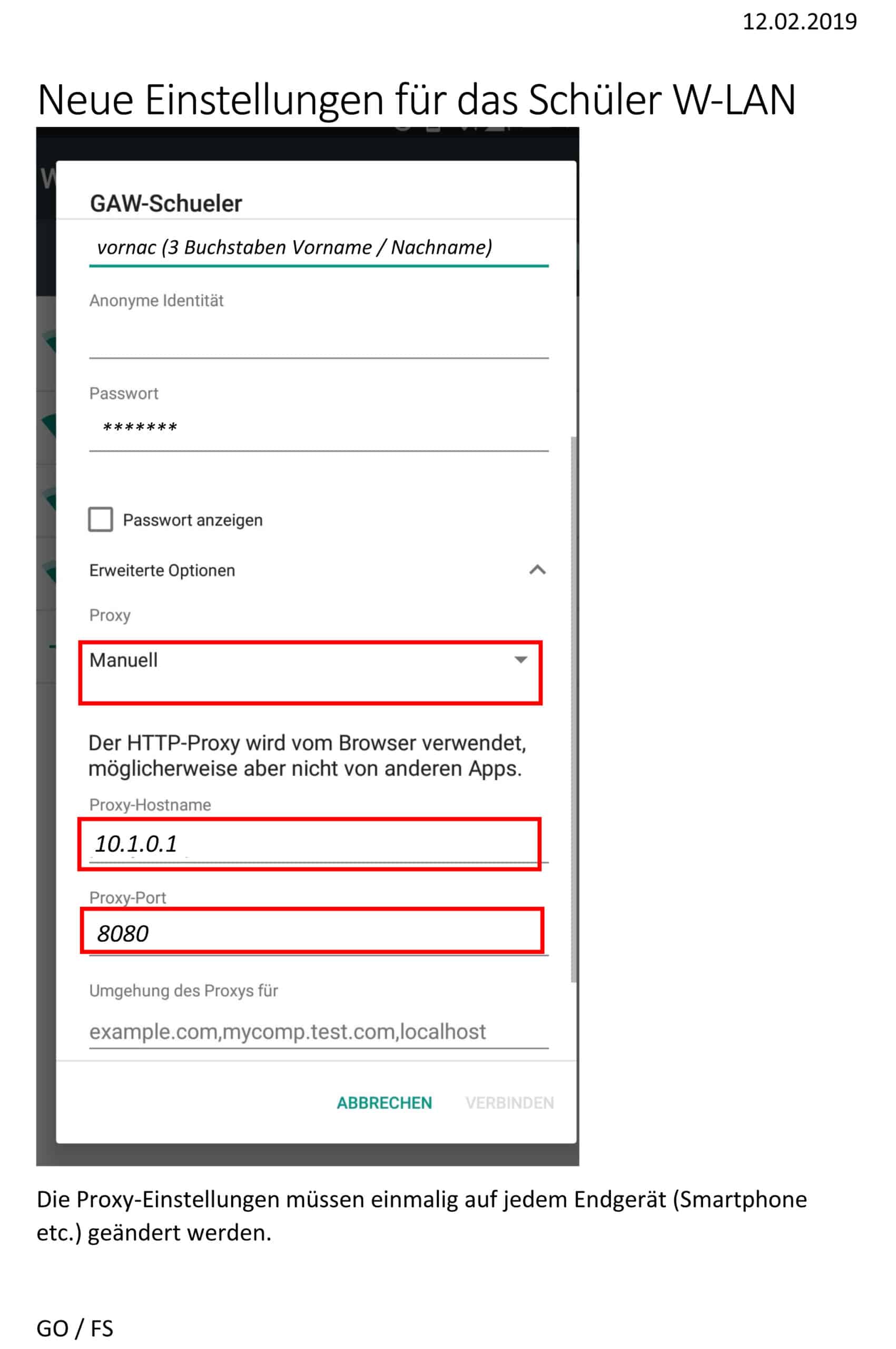 WLAN Schueler Neue Einstellungen